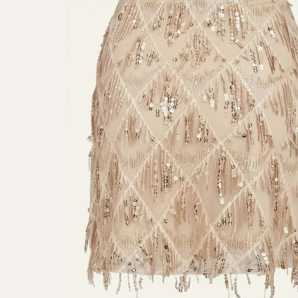 Falda Nude Flecos & Lentejuelas – Elegancia en Movimiento